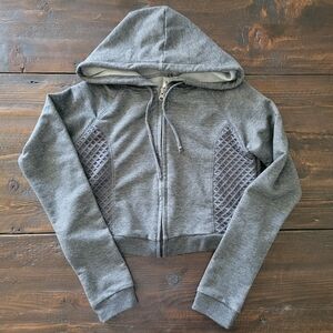 Gray Hooded Sweatshirt with Textured Panels